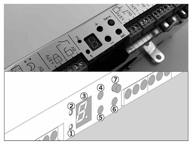 Dorma ES 200 7 segment LED display & menu selection button