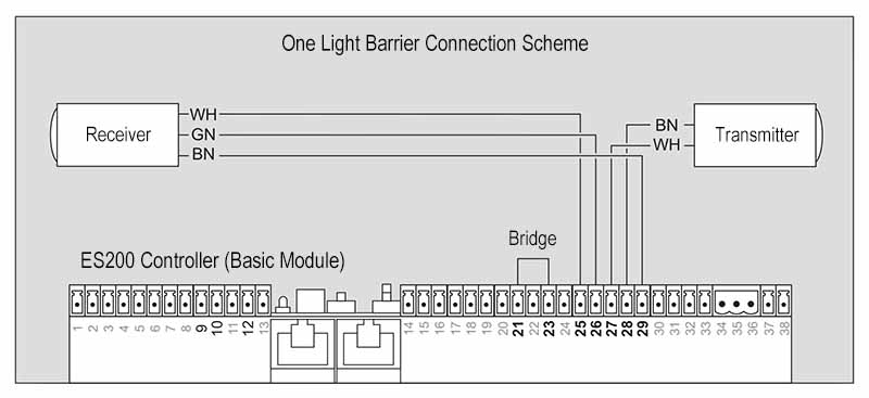 ES200 Single Light Barrier Wiring Diagram